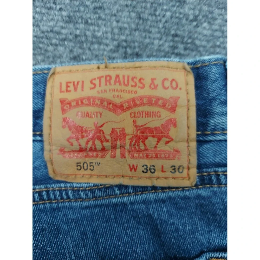 Levis 505 Jeans Mens 36x30 Blue Denim Regular Straight Grunge 100% Cotton